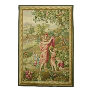 Vintage Tapesrty Depicting Family Mid Harvest