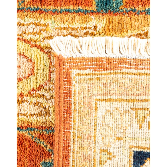 2000 - 2009 Eclectic, One-of-a-Kind Hand-Knotted Area Rug in Orange, 9' 0" x 11' 10" For Sale - Image 5 of 8