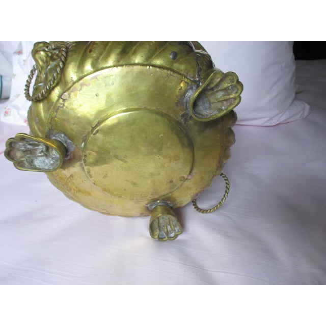 Mid 19th Century Antique French Ornate Brass With Lion Head Handles on Lion Paw Feet Jardiniere / Cachepot For Sale - Image 5 of 9