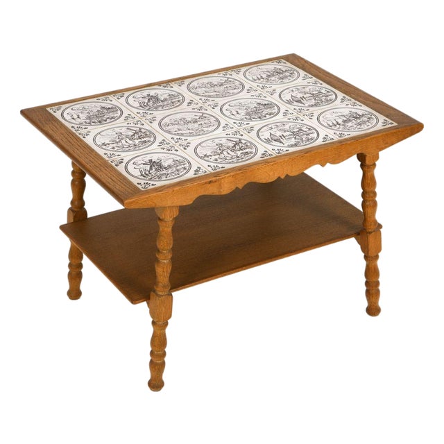 1970s Danish Oak & Tile Coffee Table For Sale