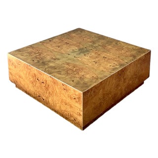 Vintage Book Matched Burl Wood Coffee Table For Sale