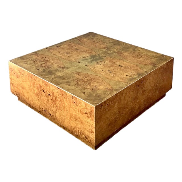 Vintage Book Matched Burl Wood Coffee Table For Sale