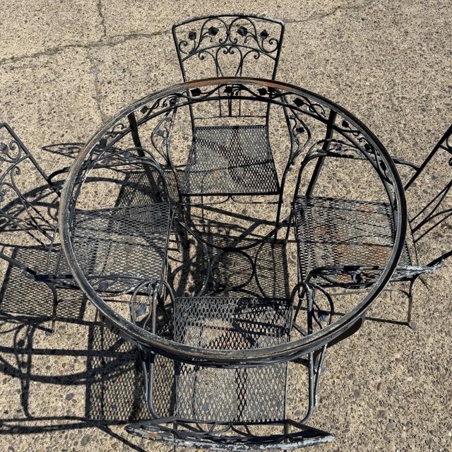 Mid 20th Century Salterini Style Wrought Iron Garden Patio Dining Set by Florentine Craft Studio For Sale - Image 18 of 18