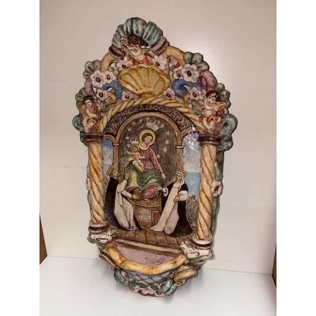 Holy Water Stoup of Our Lady of Pompeii, 1950 For Sale - Image 4 of 13