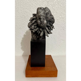 French Naif Modernist Sculpture In Metal Brutalist Head of Woman Valerie Hadida For Sale