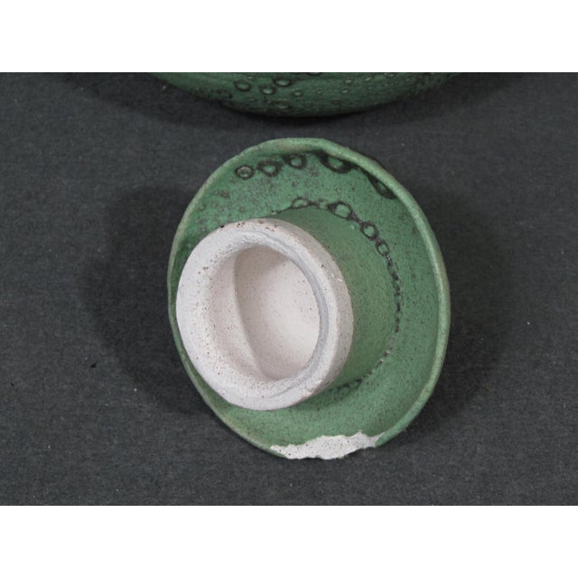 1990s Handmade Modernist Studio Pottery Teapot in Matte Green Glaze For Sale - Image 11 of 13