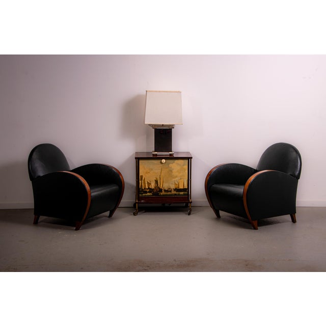 Wood Mid-Century Modern Leather Chairs, 1970, Set of 2 For Sale - Image 7 of 18