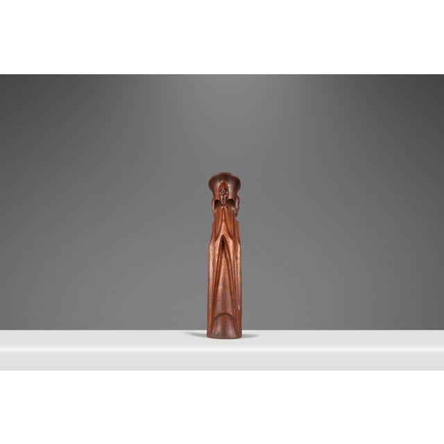 Mid-Century Modern Mid-Century Modern Gothic Hand-Sculpted Oversized Candle Stick Holder Carved From Solid Teak, Usa, C. 1960s For Sale - Image 3 of 14