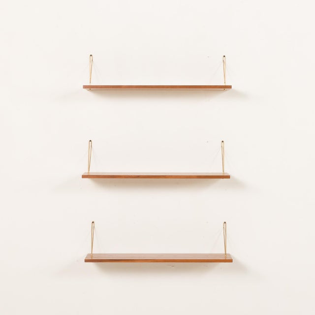 Mid-Century Modern Danish Floating Shelves in Teak, 1960s, Set of 3 For Sale - Image 4 of 13