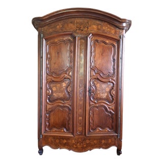 Louis XV Curved Walnut Wardrobe For Sale