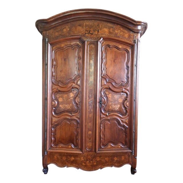 Louis XV Curved Walnut Wardrobe For Sale
