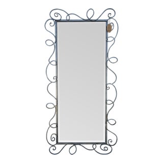1980s Full Length Metal Mirror With Scroll Work For Sale