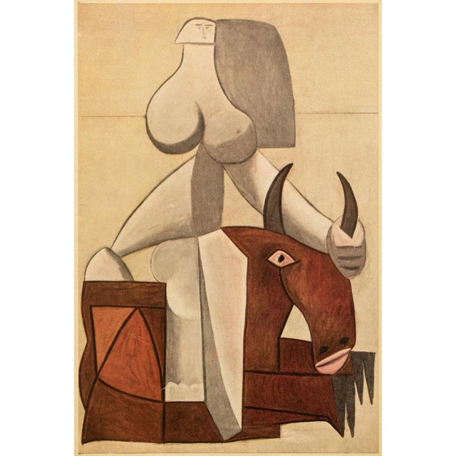 An excellent period offset lithograph, full-color print, of painting "L'enlèvement d'Europe" (The Kidnapping of Europe,...