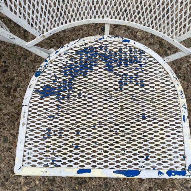 Metal Vintage Wrought Iron Woodard Salterini Style Mid Century Patio Arm Chairs - Pair For Sale - Image 7 of 10