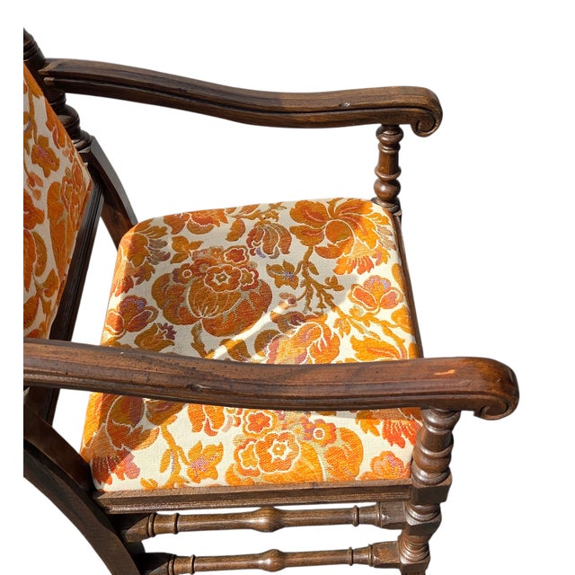 1970s Ethan Allen Jacobean Royal Charter Oak Dining Room Armchairs Gothic Pair For Sale - Image 14 of 14