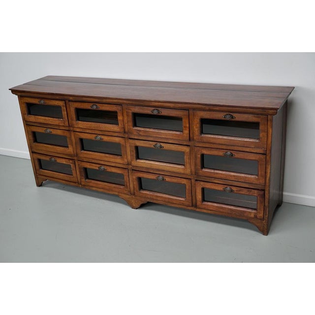 Brown Vintage Dutch Teak Haberdashery Shop Cabinet / Vitrine For Sale - Image 8 of 14
