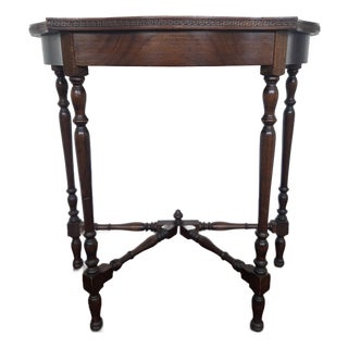 1960s Neoclassical Revival Hardwood Pier/Console Table W/ Greek Key Apron and Turned Legs For Sale