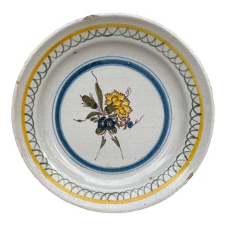 19th Century French Faience Carnation Plate For Sale