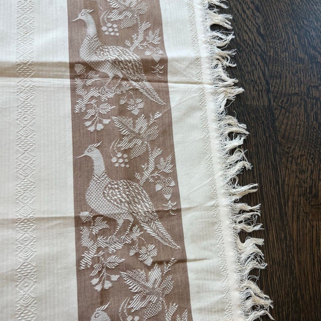 1970s Vintage F Schumacher Liverpool Birds Williamsburg Fabric Remnant - Taupe For Sale - Image 5 of 7
