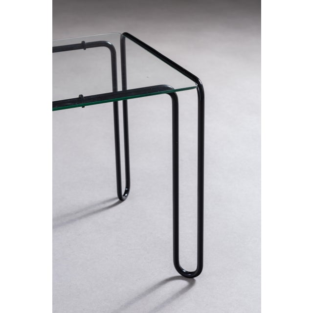 Metal Vintage Wireframe Side Table with Glass Top, 1980s For Sale - Image 7 of 8