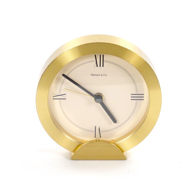Mid-Century Modern Tiffany & Co. Gilt Bronze and Marble Desk Clock, Circa 1960 For Sale - Image 3 of 9