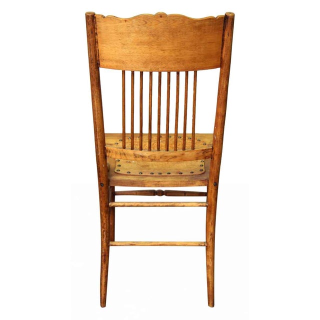 French Country Leather & Wood Dining Chairs a Pair Chairish