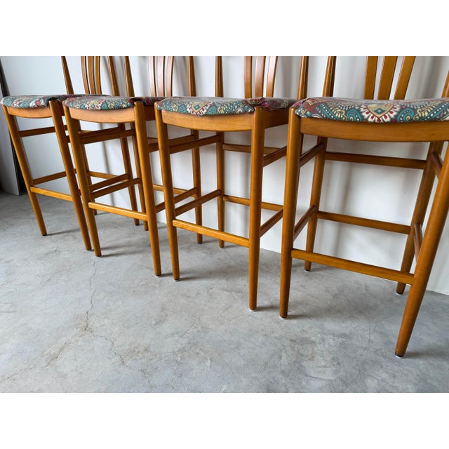 1970s Swedish Mid-Century Modern Carl-Ewert Ekström Beechwood Bar Stools – Set of 4 For Sale In Miami - Image 6 of 18