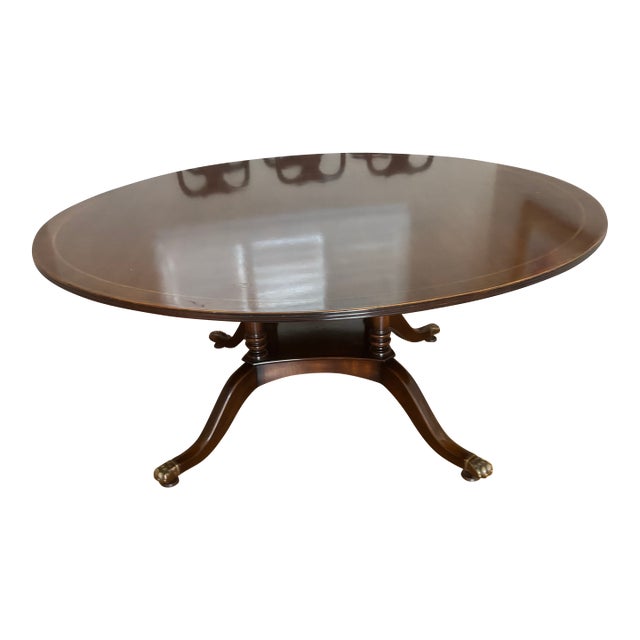 Vintage Handcrafted in England Mahogany Pedestal Dining Table For Sale