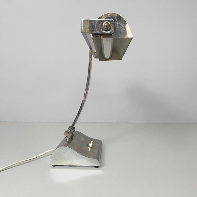 1930s Italian Art Deco Table Lamp in Chromed Brass, 1930s For Sale - Image 5 of 13