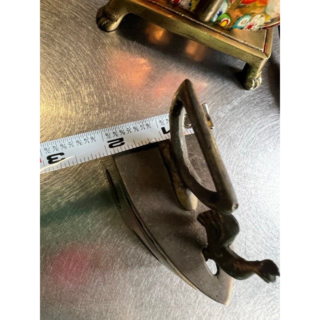 Vintage Miniature Brass Coal Iron With Rooster Accents For Sale - Image 9 of 12