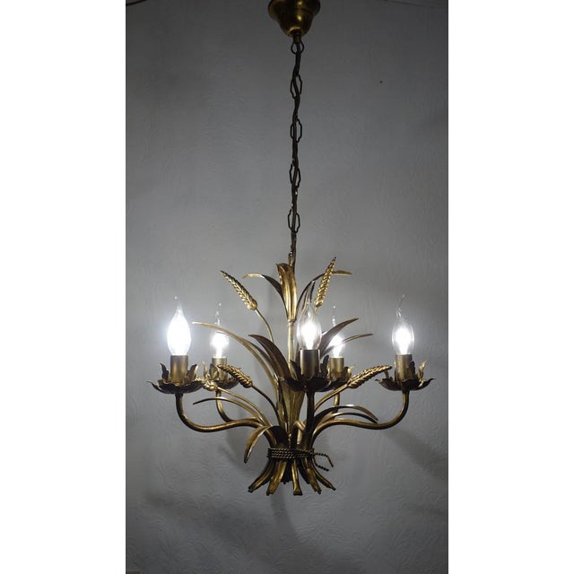 Hollywood Regency Gold Plated Metal Chandelier, 1960s For Sale - Image 10 of 13
