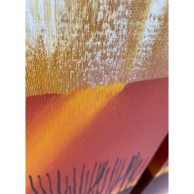 1970s Vintage 1970s Letterman Style Hand-Painted Sunset Triptych – Original Studio Artwork, Signed For Sale - Image 5 of 10