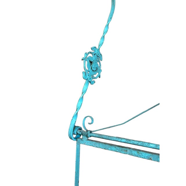 Antique Iron Mercantile Hanging Sign Frame in Turquoise For Sale In Chicago - Image 6 of 18