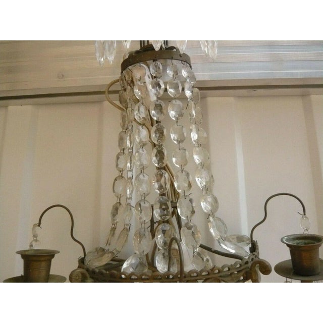 Early 19th Century EArly 19thc Gustavian Bronze Cascading Crystal Wall Sconce For Sale - Image 5 of 9
