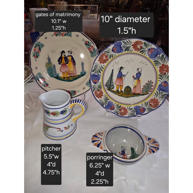French Collection of Eight Quimper French Faience Serveware Pieces For Sale - Image 3 of 16