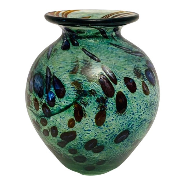 1995 Julia Donnelly Signed British Studio Art Glass Vase For Sale