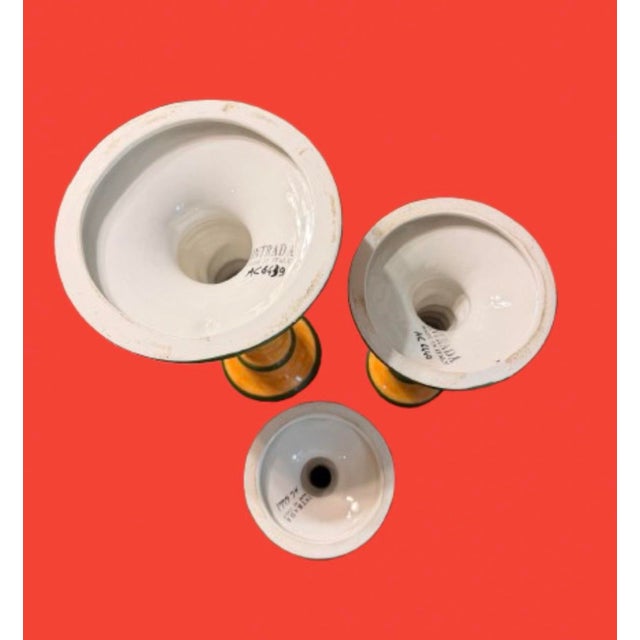 Vintage Italian Tuscan Design Large Ceramic Candleholders - Set of 3 For Sale - Image 10 of 10
