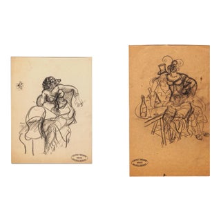 Maurice Berdon, Figures, Mid-20th Century, Pencil Drawing For Sale