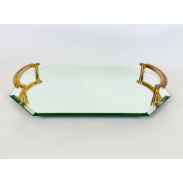 Art Deco Style Gold-Plated Mirrored Glass Serving Tray from Gilde, 1950s For Sale - Image 12 of 12