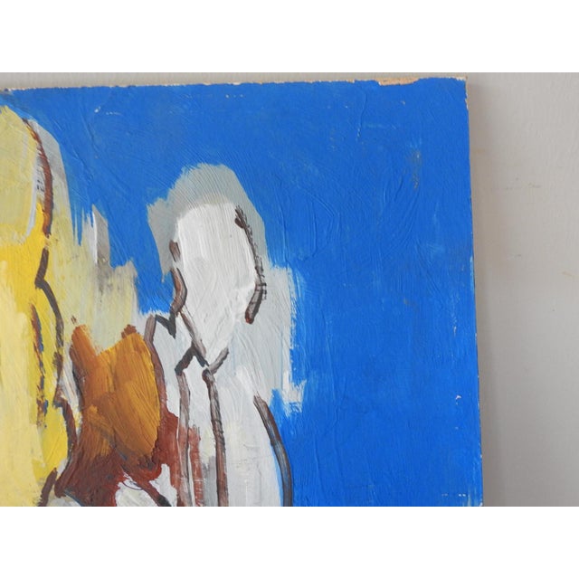 Mid 20th Century Blue and Yellow Abstract Landscape Painting For Sale - Image 4 of 6