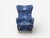 Danish Modern, Wingback Chair, Blue Fabric, Wood, Denmark, 1940s For Sale - Image 4 of 10