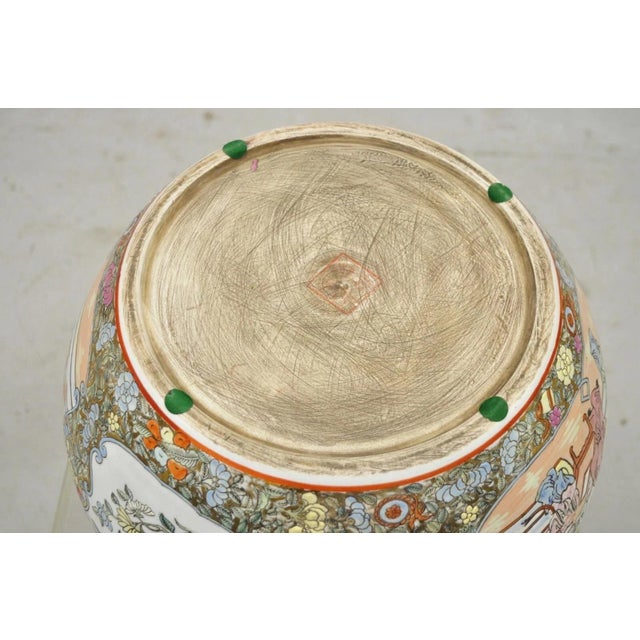 Vintage Chinese Export Porcelain Bulbous Cachepot Vase With Figural Scenes For Sale - Image 9 of 11