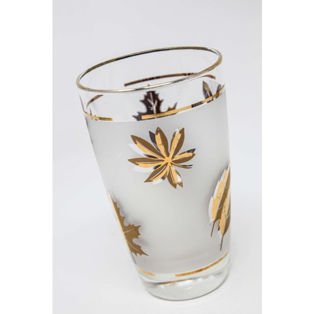 Vintage Libbey Cocktail Glasses Set, Frosted Glass with Gold Leaf For Sale - Image 16 of 18