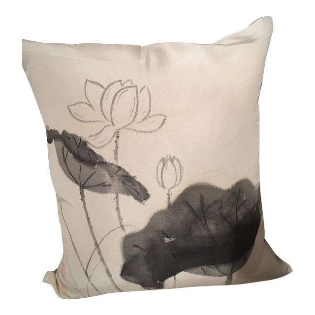 Antique Asian Textile Fukusa Pillow Handpainted and Signed Mid to Late 1800 For Sale