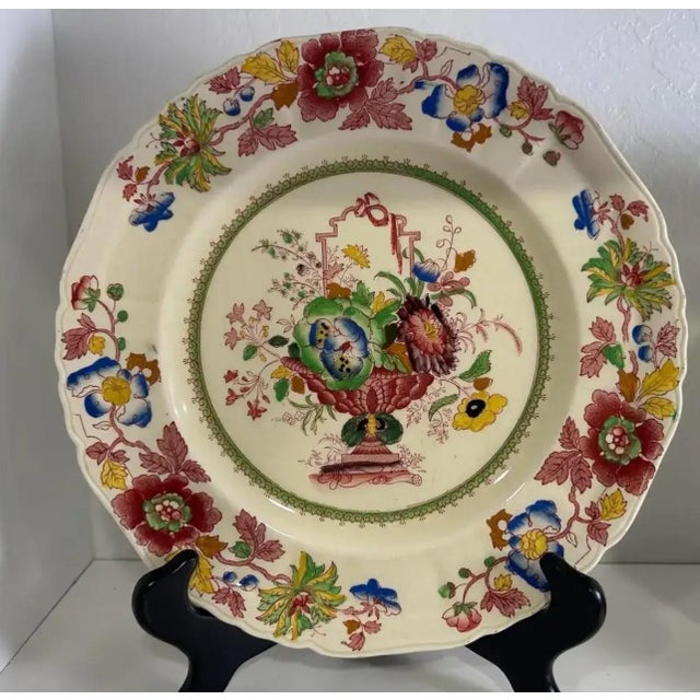 1930s Set of 15 Dinner & Side Plates in Strathmore Pattern by Mason’s England - Ironstone For Sale - Image 10 of 11