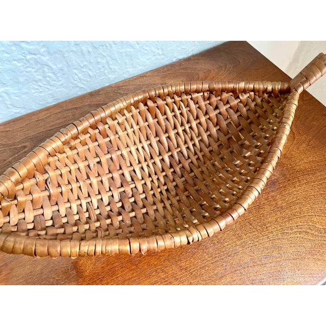 Contemporary Vintage Boho Woven Rattan Wicker Basket Set of 3 For Sale - Image 3 of 8