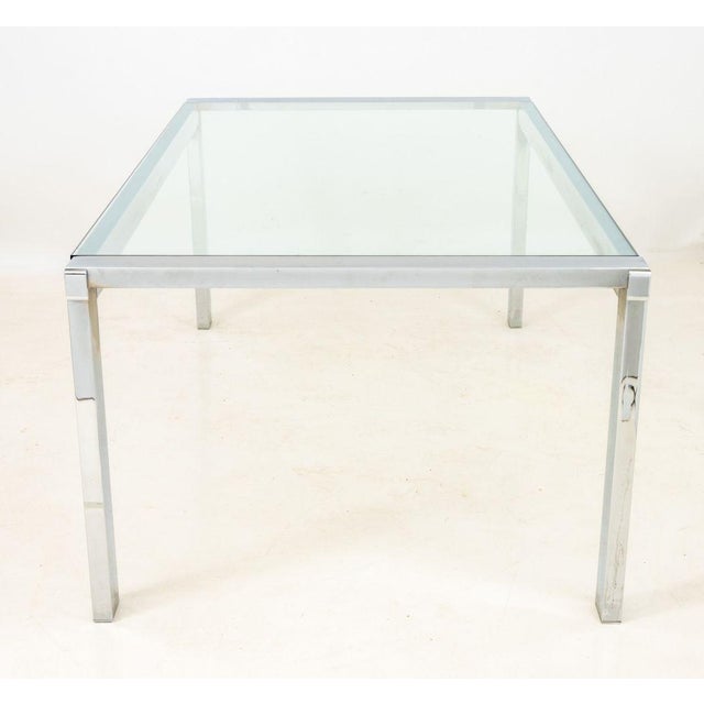 Late 20th Century Modern Glass Top Chrome Dining Table For Sale - Image 5 of 5