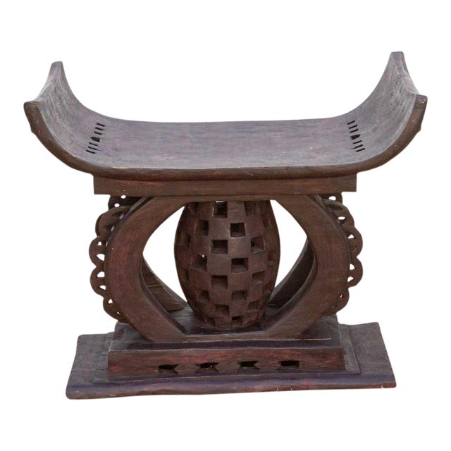 Tall Mid-Century African Asante Stool For Sale