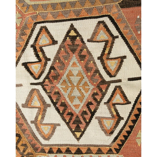 Vintage Circa 1940 Soft Terracotta Turkish Kars Kilim Rug Runner 4'1 X 11'8 For Sale - Image 11 of 11