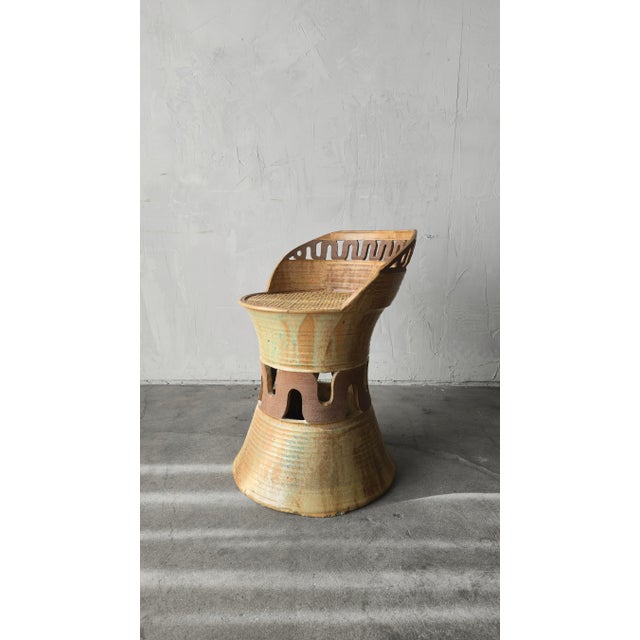 Mid-Century Modern Rare Mid Century Ceramic Studio Pottery Stool For Sale - Image 3 of 10